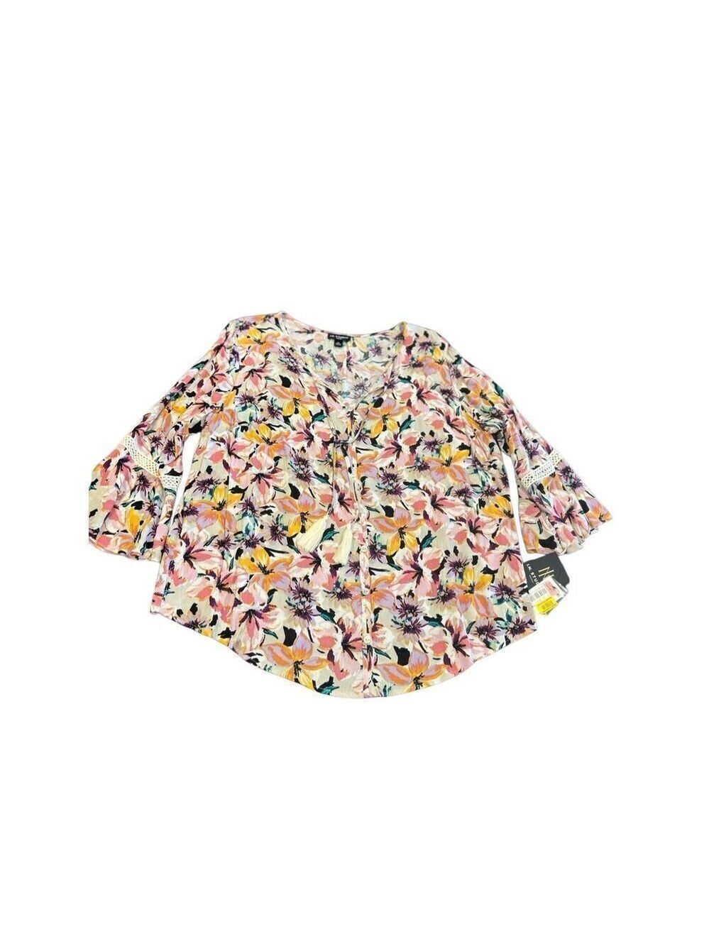 IN Studio boho crinkle rayon floral with Lace trim BOHO size 1x